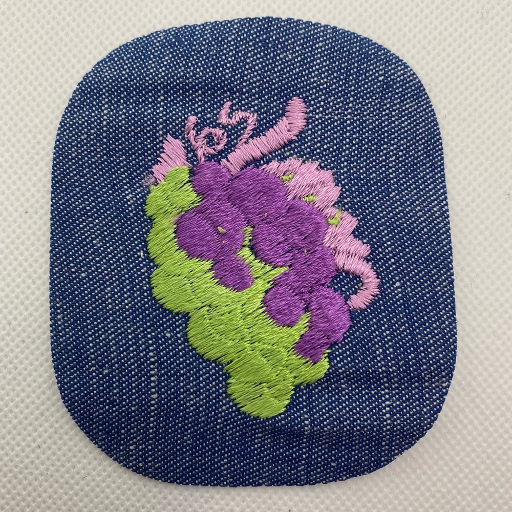 Vintage Patch Green Purple Grapes Iron-on Denim Wine 3x3.5”